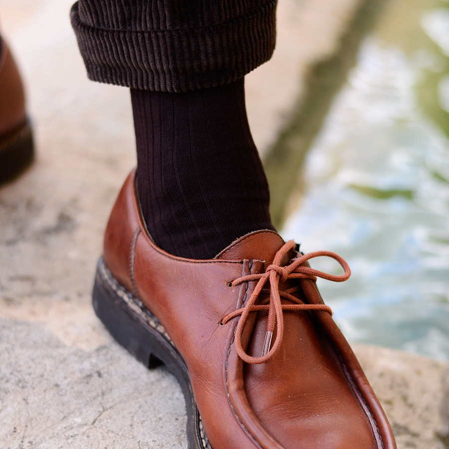 Chaussettes côtelées Marron foncé 3