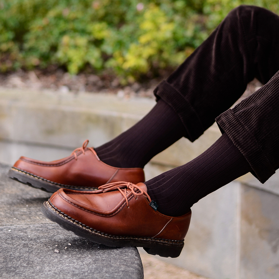 Mi-bas marron foncé fil d'Ecosse pour hommes