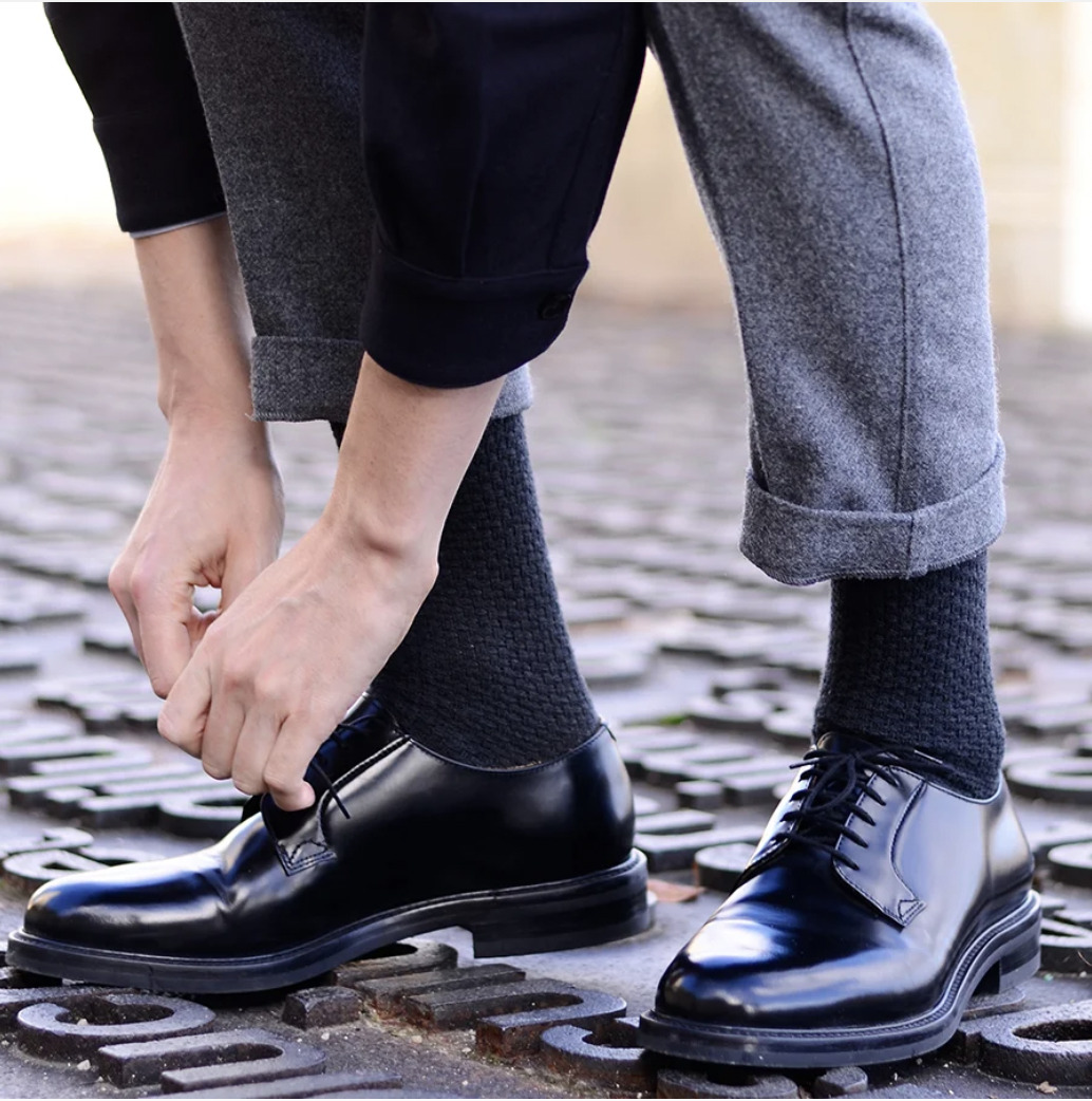 Chaussettes gaufrées gris anthracite 3