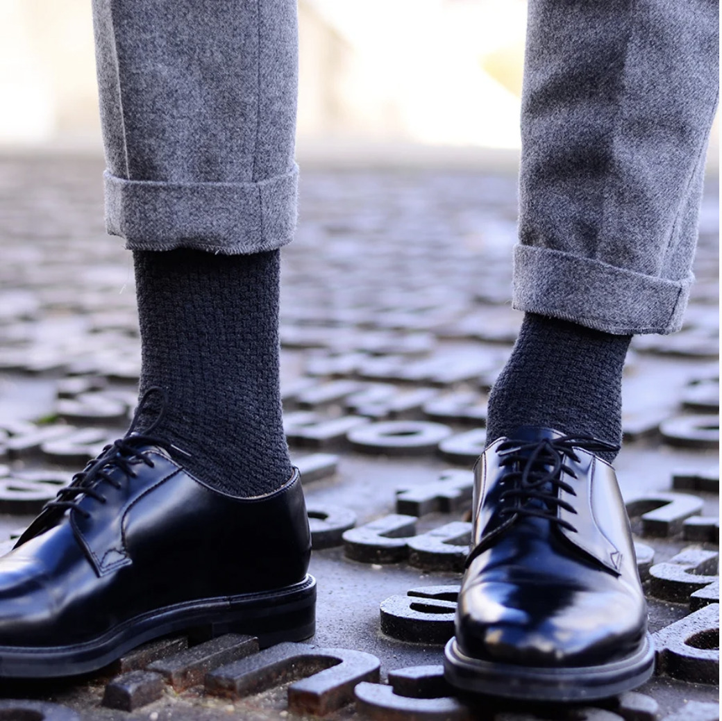Chaussettes gaufrées gris anthracite 4
