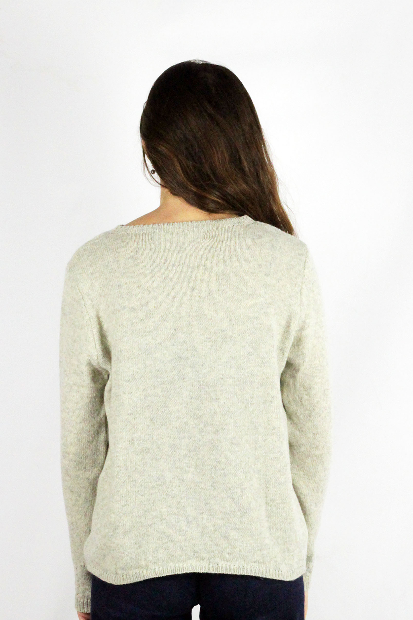 Gilet  Aloé ecru chiné en laine recyclée 100% made in France 6