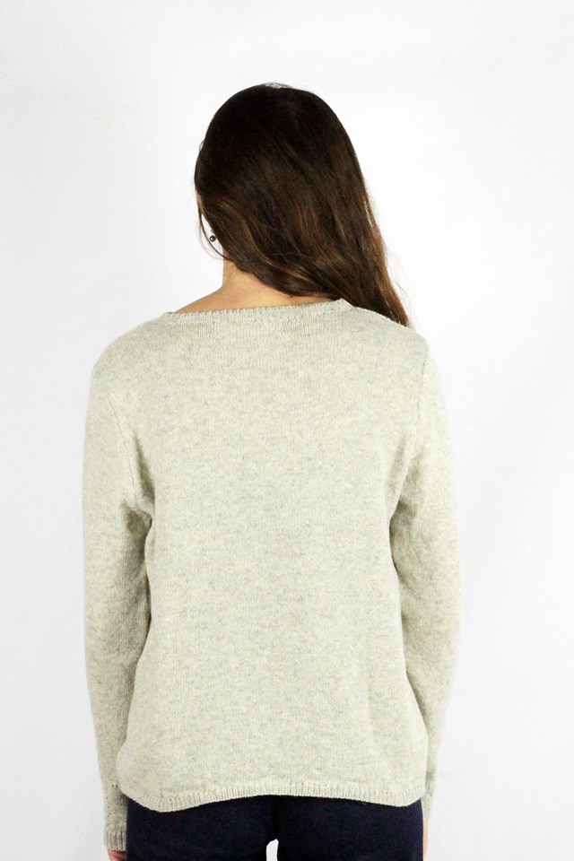 Gilet  Aloé ecru chiné en laine recyclée 100% made in France - 5