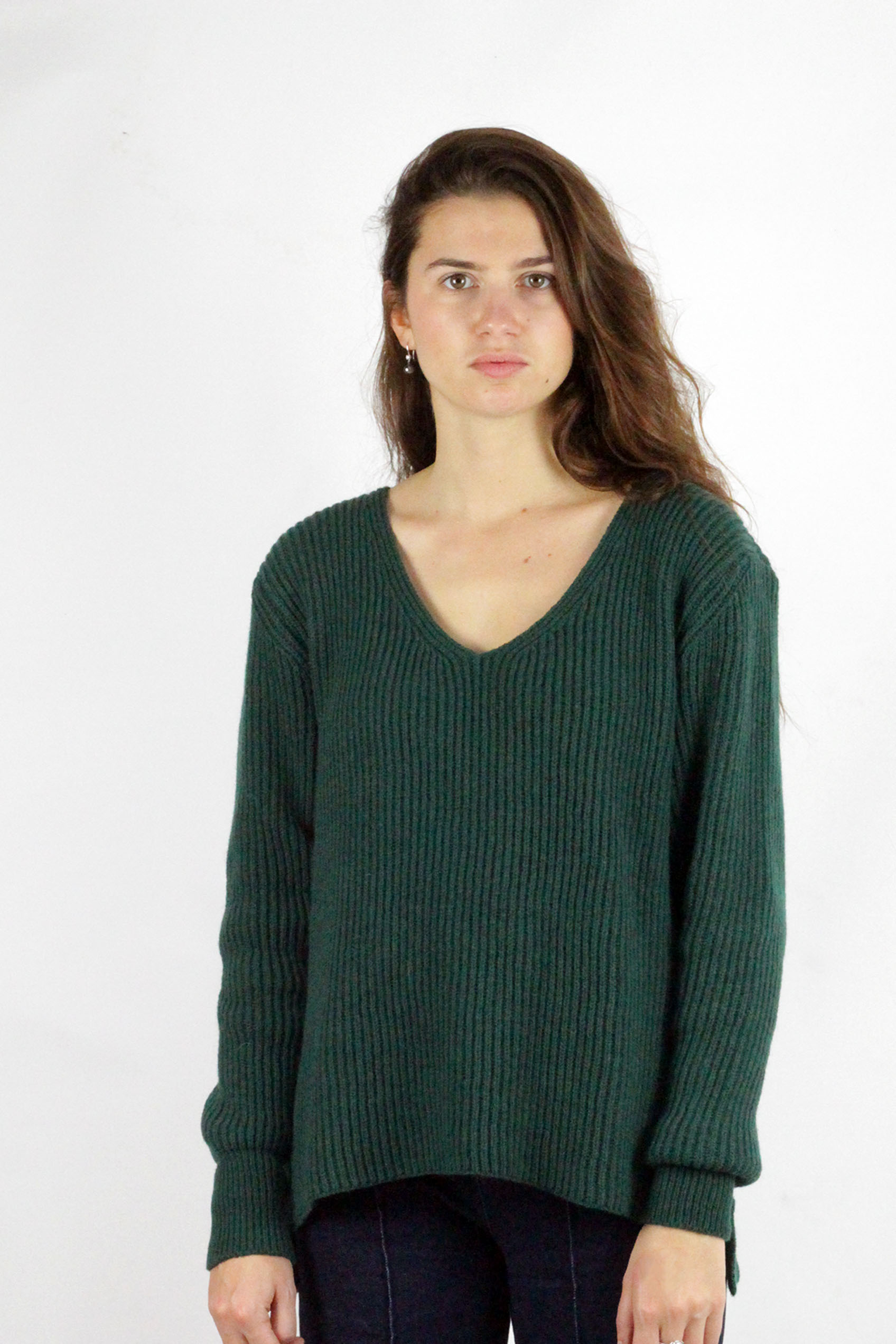 Pull Ficus vert sapin , laine 100% recyclée made in France 7
