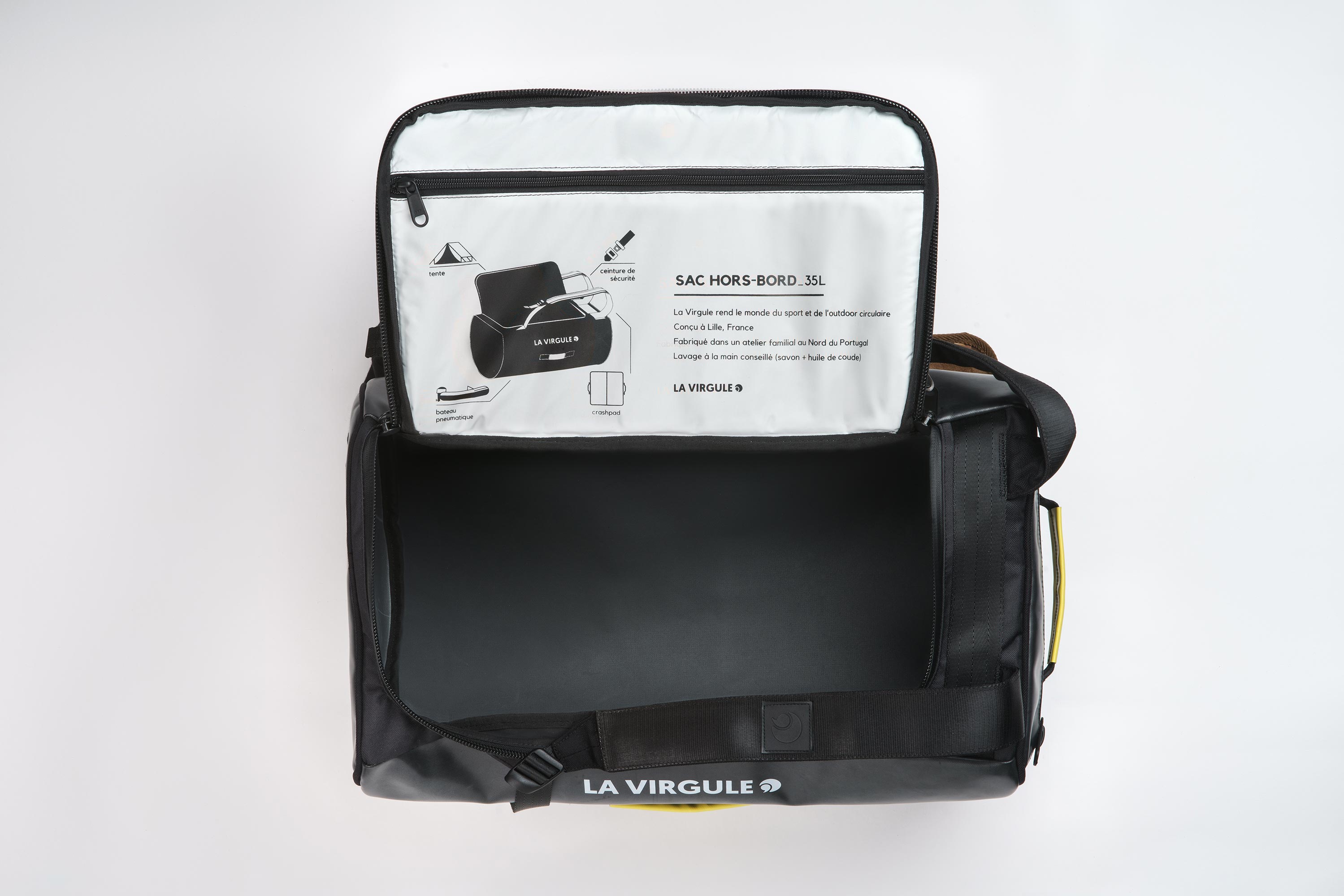 Vue "ouverture / poche" sac weekend