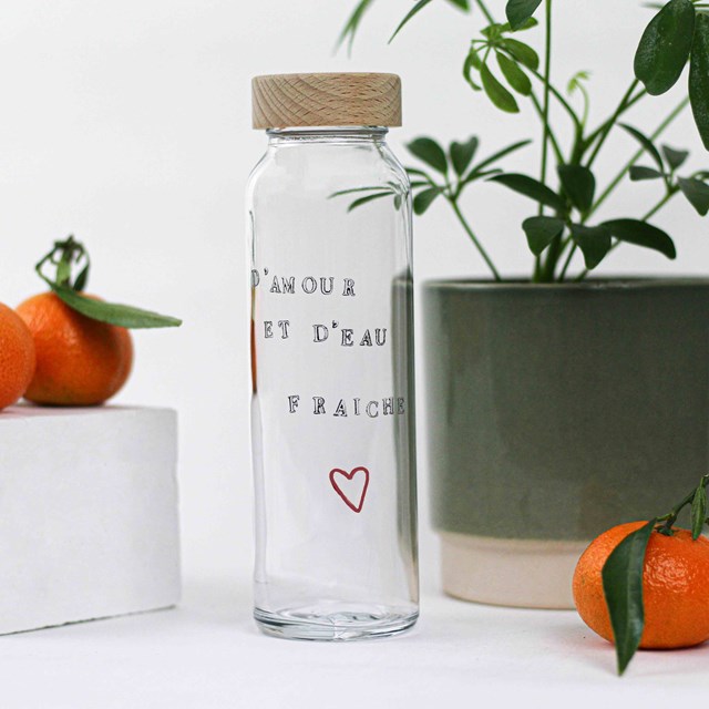 Gourde en verre - D'amour et d'eau fraiche