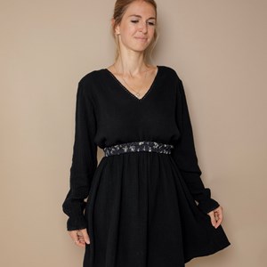 Petite robe noire gaze de coton biologique GOTS