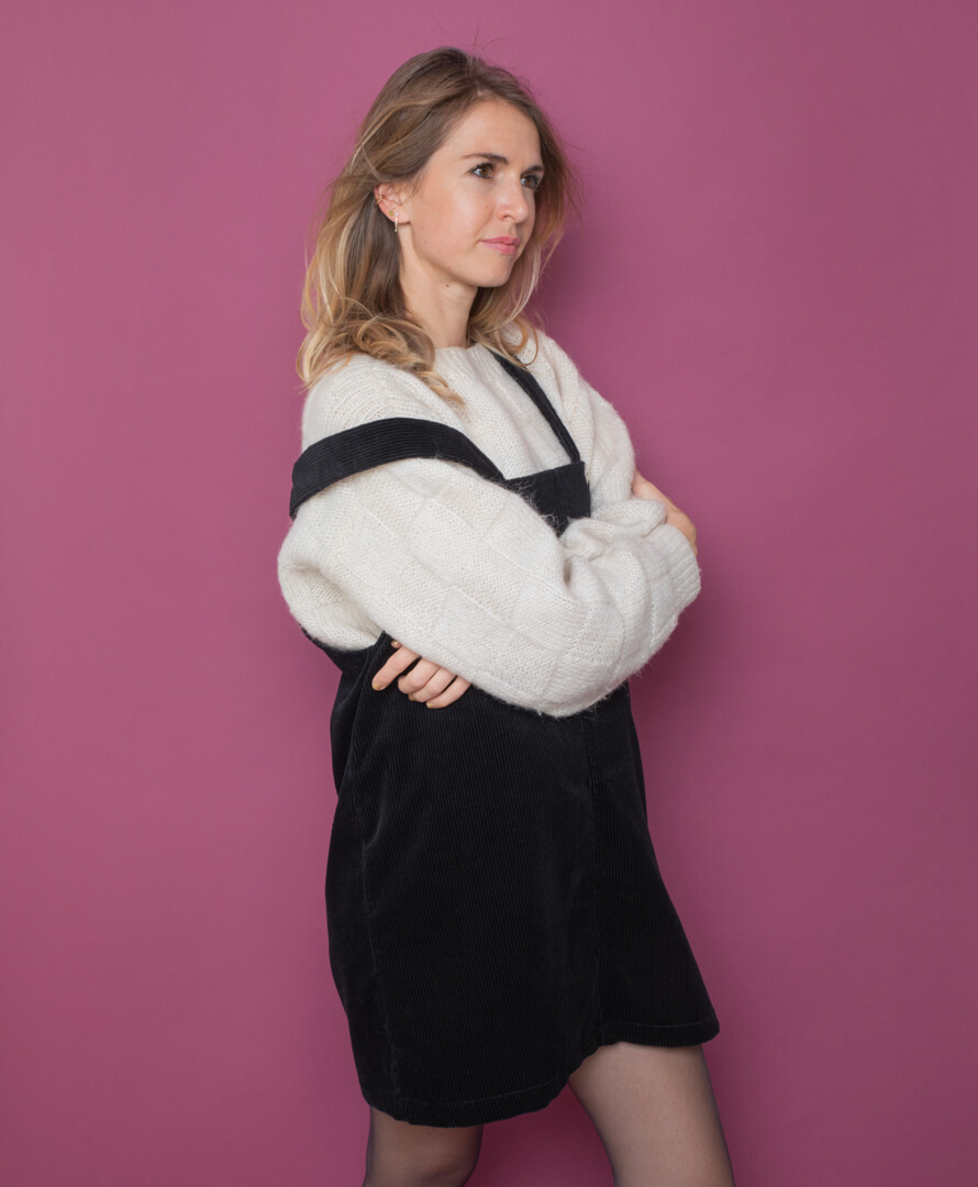 Robe salopette en velours côtelé coton biologique GOTS - Scarlett