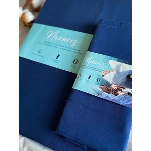 Drap Housse "Bleu Ténébreux" en Percale de Coton 100 % Biologique   