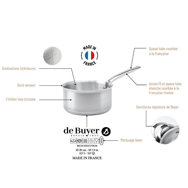 Casserole inox De Buyer Alchimy multicouches - 16 cm 4