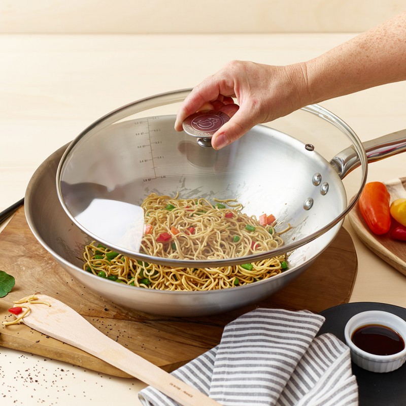 Couvercle en verre pontet inox 20 cm, fabriqué en France