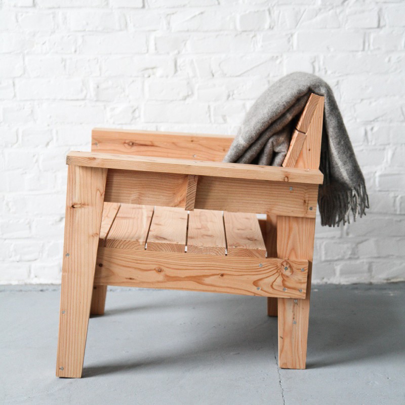 Fauteuil de jardin en mélèze, fabriqué en France