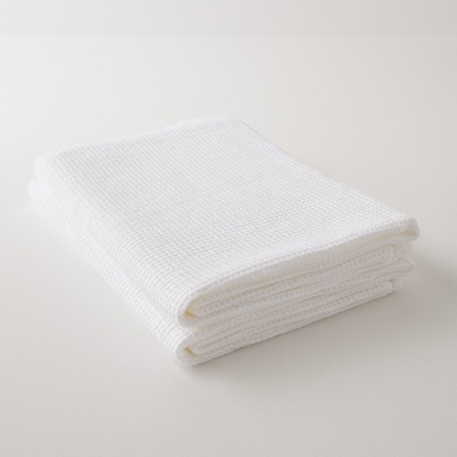 Serviette en lin lavé gaufré blanc - 50 x 65 cm, fabriquée en France