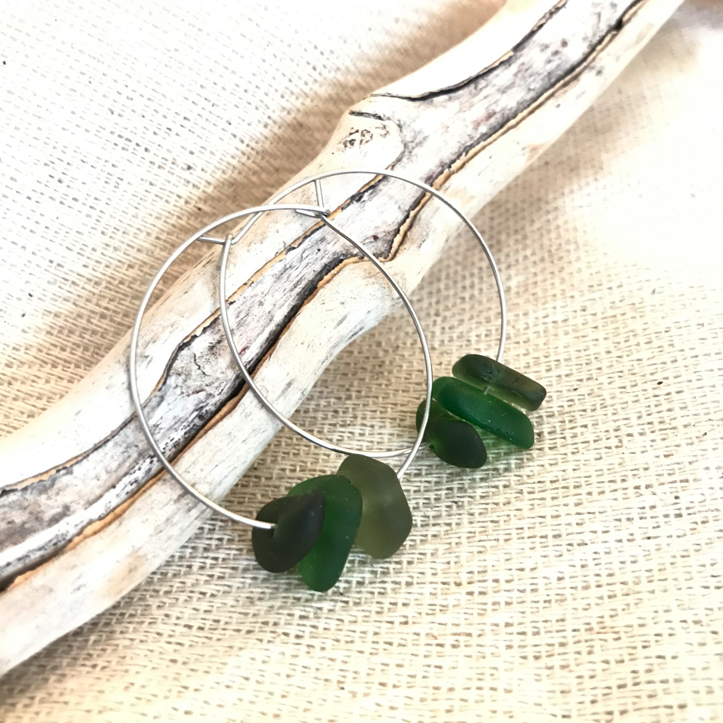 Créoles en verre VERT des plages de Méditerrannée 2