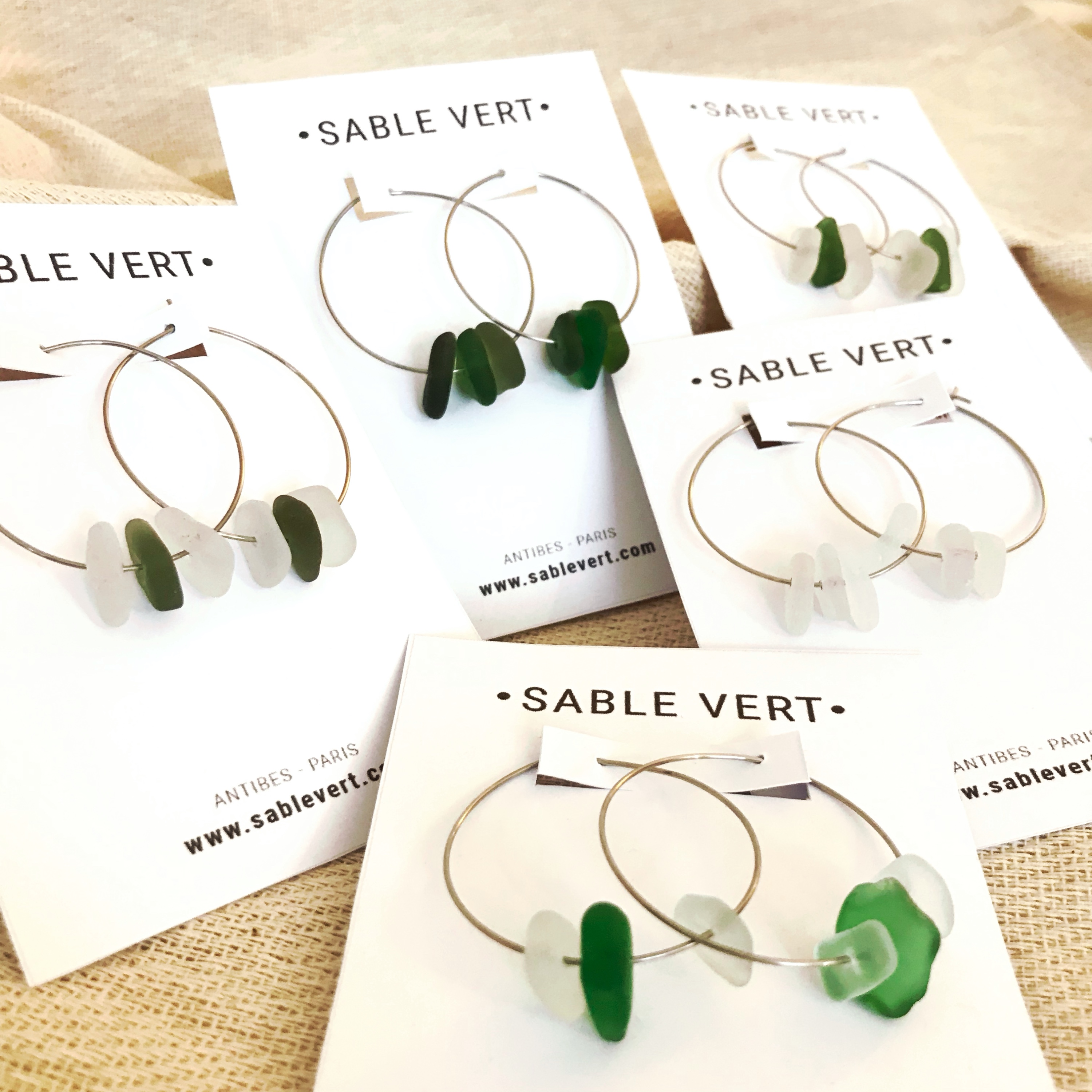 Créoles en verre VERT des plages de Méditerrannée 3