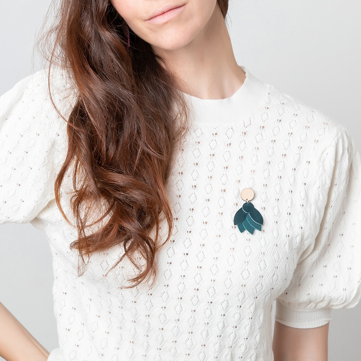 Broche MANDALA Bleu pétrole 3