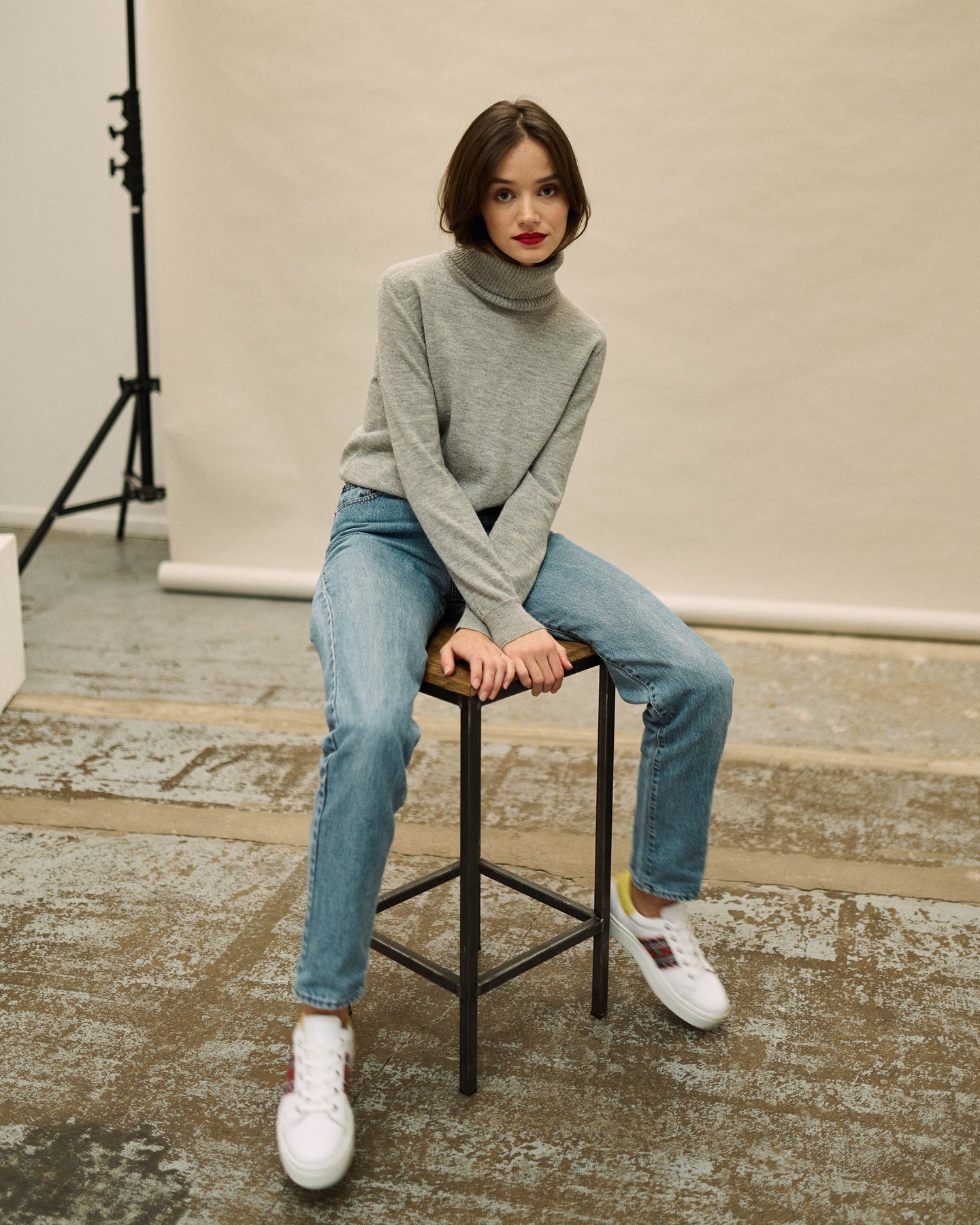 col roulé femme gris perus