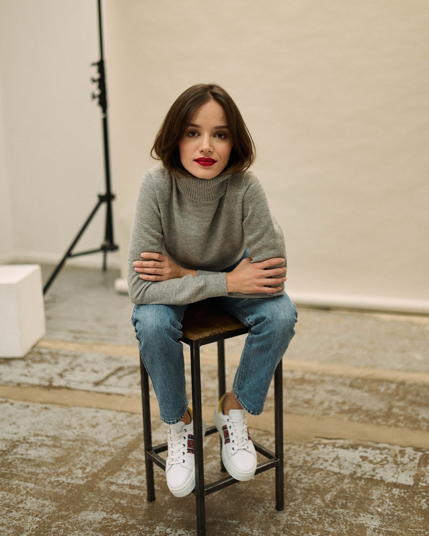 col roulé femme gris perus