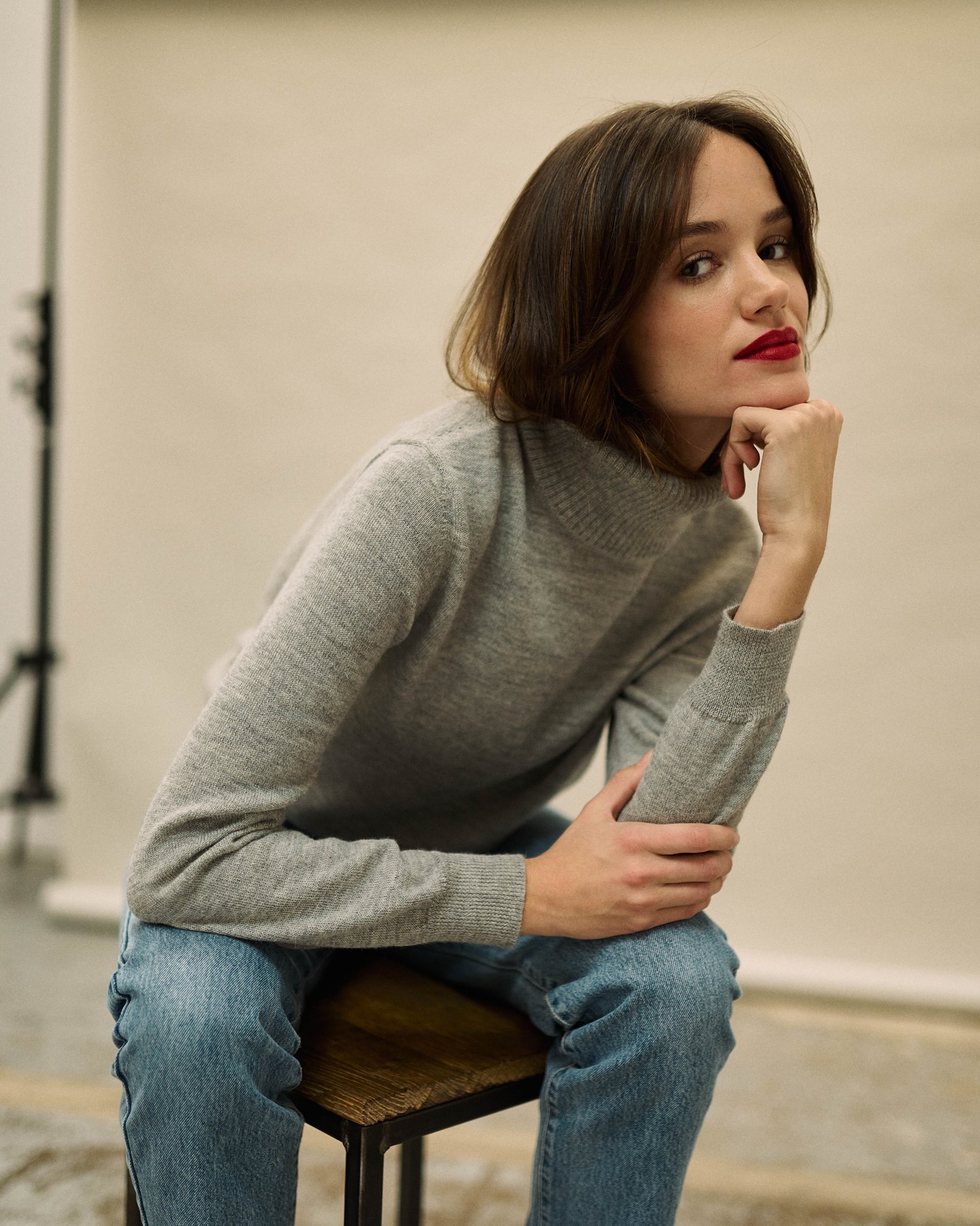 col roulé femme gris perus