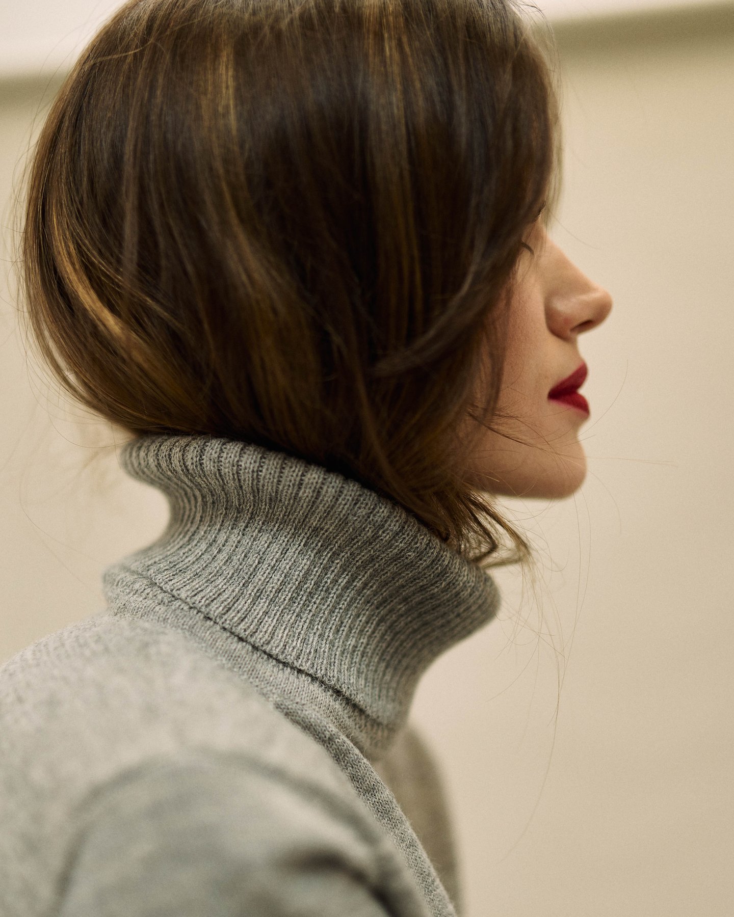 col roulé femme gris perus