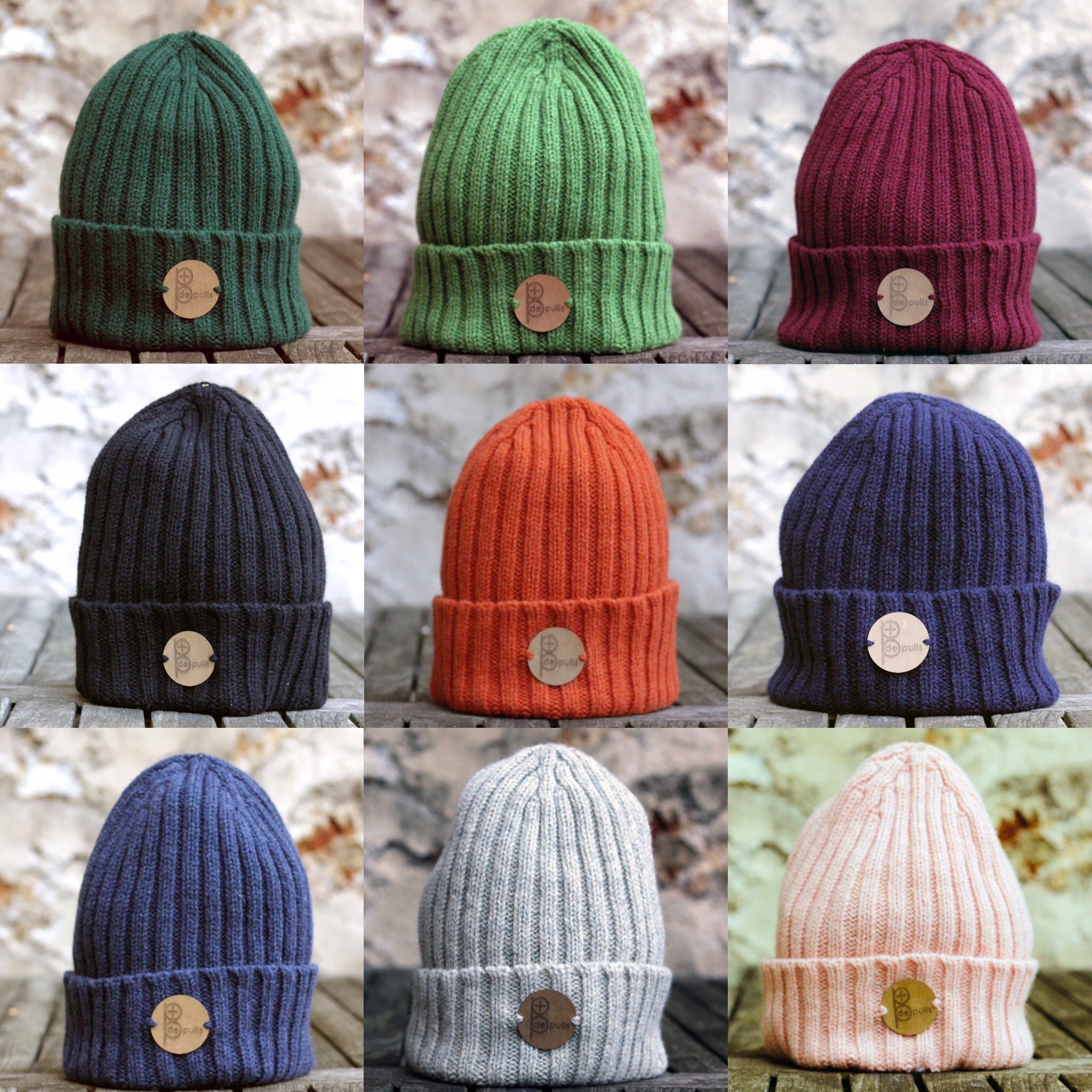 Bonnet cote 2x2- Plusieurs couleurs, Made in France laine 100% recyclée 2