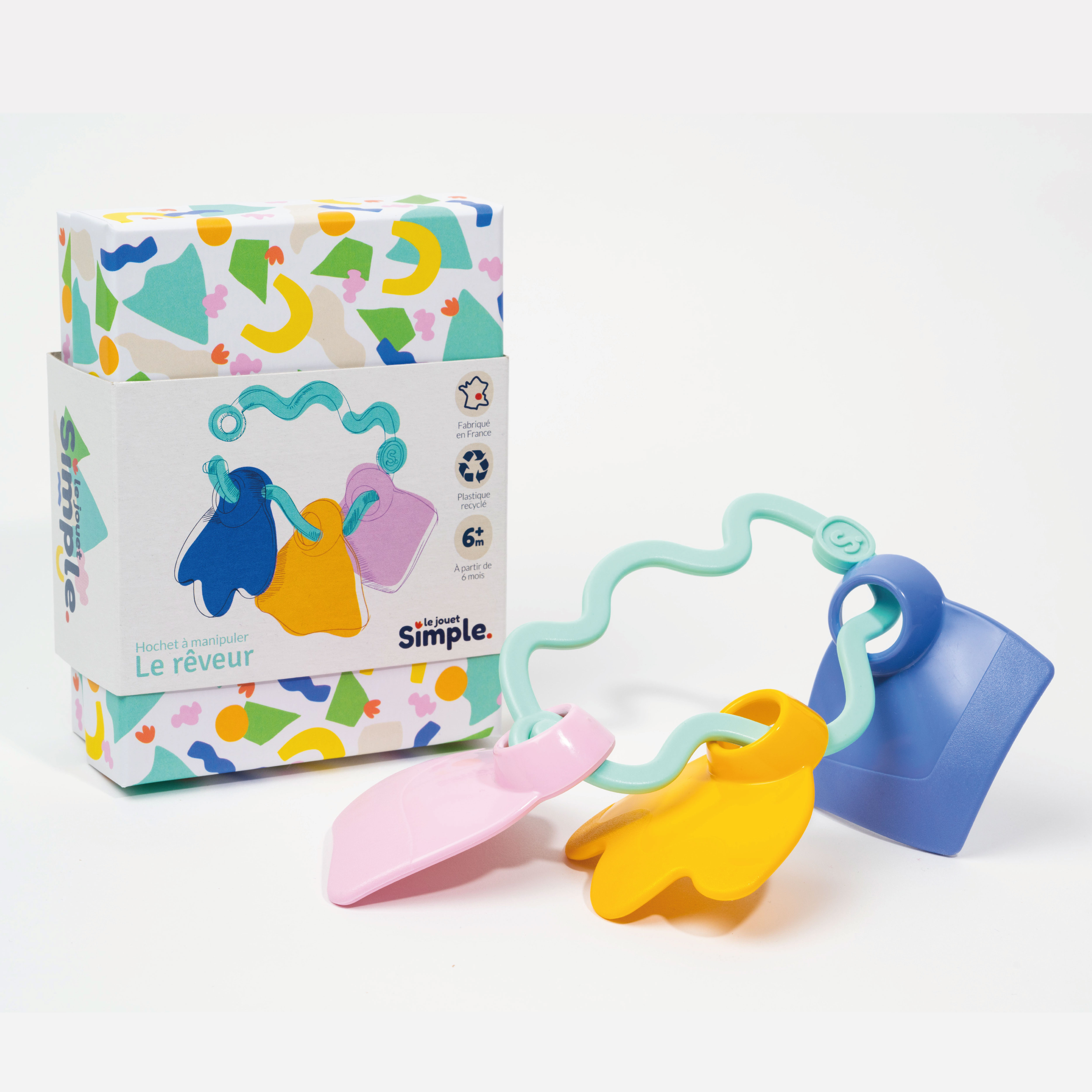 Le rêveur - Hochet à manipuler vert Made in France - Coffret Cadeau 2