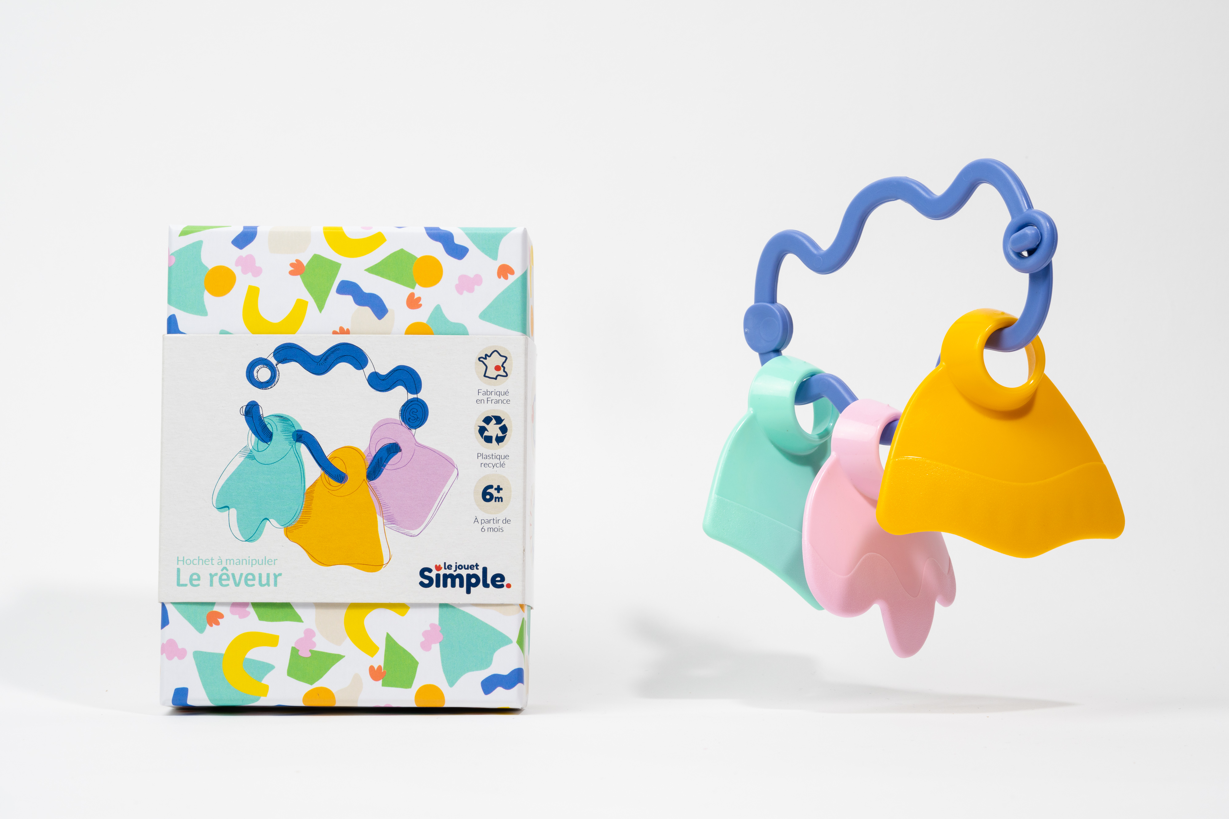 Le rêveur - Hochet à manipuler bleu Made in France - Coffret Cadeau 2