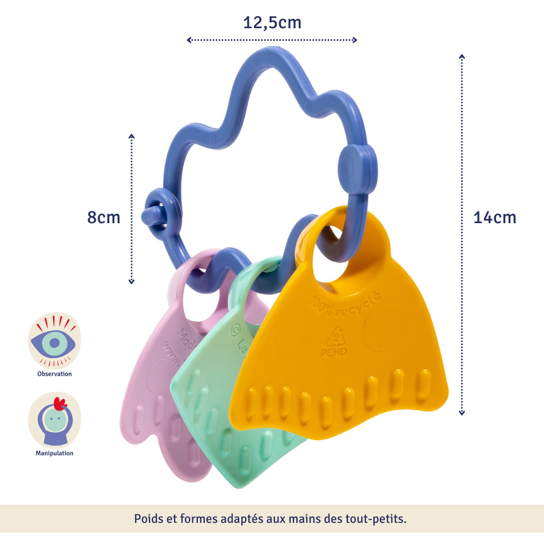 Le rêveur - Hochet à manipuler bleu Made in France - Coffret Cadeau 4