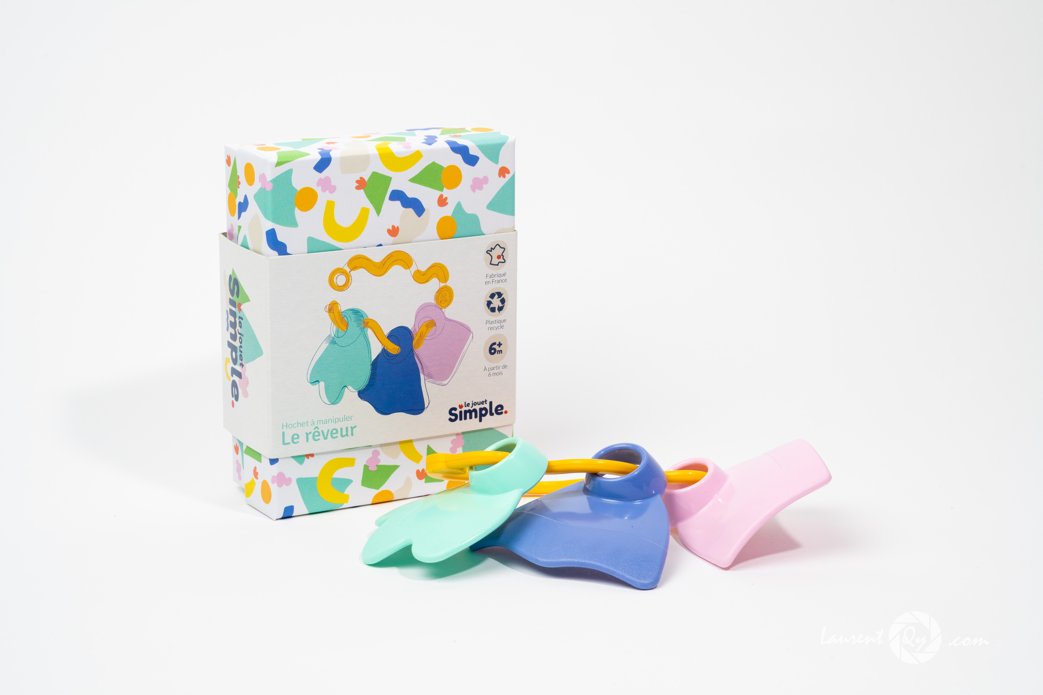 Le rêveur - Hochet à manipuler orange Made in France - Coffret Cadeau 2