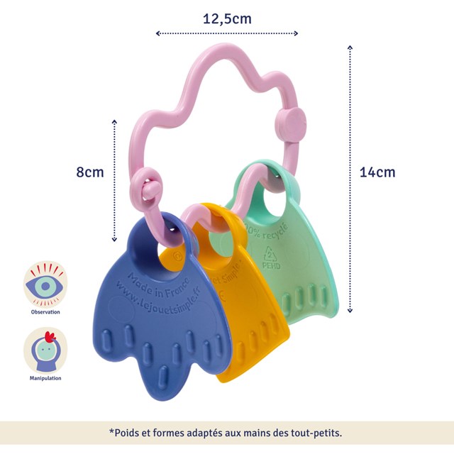 Le rêveur - Hochet à manipuler rose Made in France - Coffret Cadeau 6