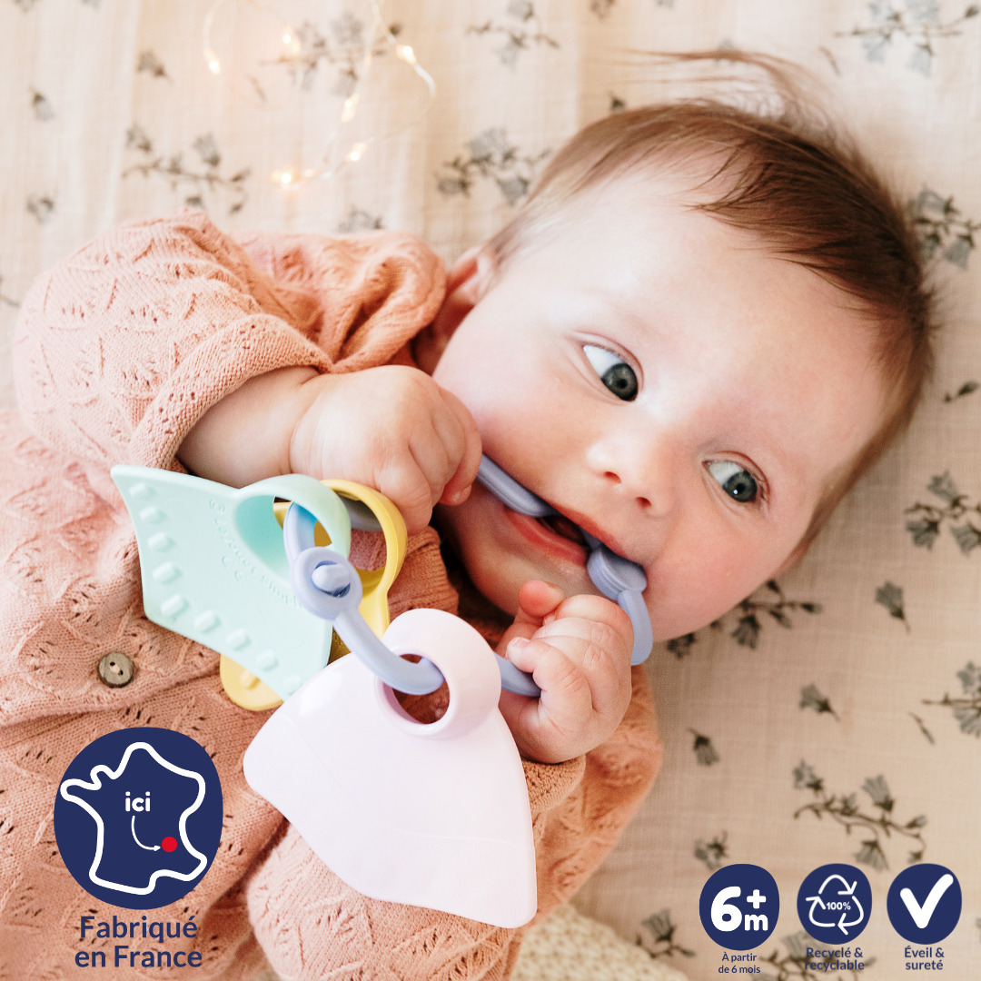 Le rêveur - Hochet à manipuler rose Made in France - Coffret Cadeau 5