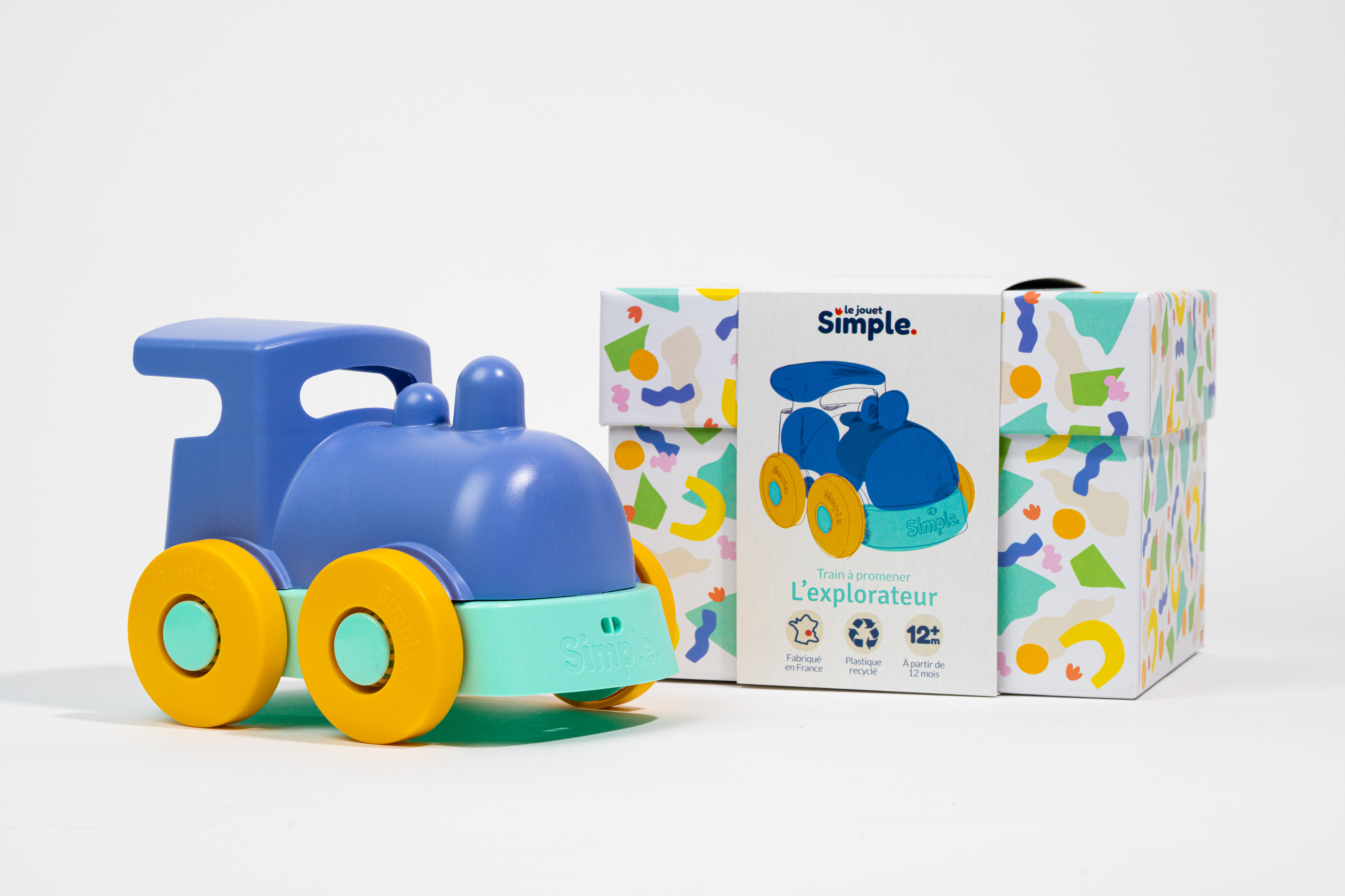 L'explorateur - Train à promener bleu Made in France - Coffret Cadeau 2