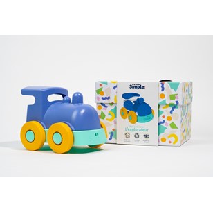 L'explorateur - Train à promener bleu Made in France - Coffret Cadeau