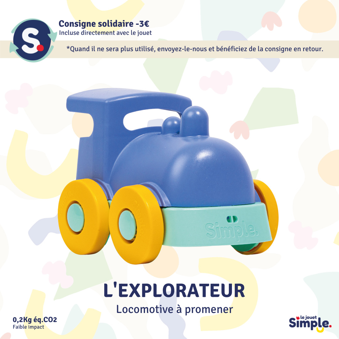 L'explorateur - Train à promener bleu Made in France - Coffret Cadeau 5