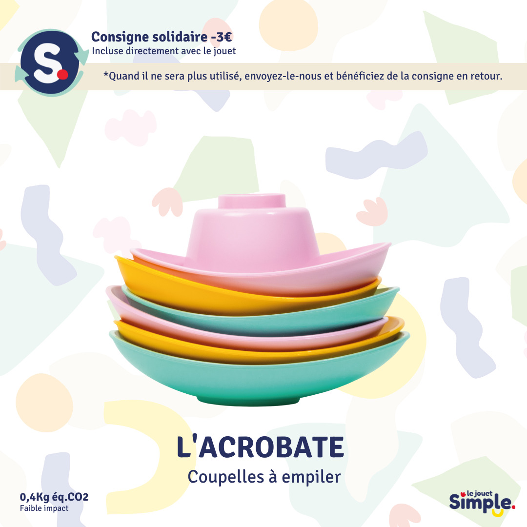 Le Jouet Simple – Coupelles à empiler en plastique recyclé made in France - Coffret Cadeau 6