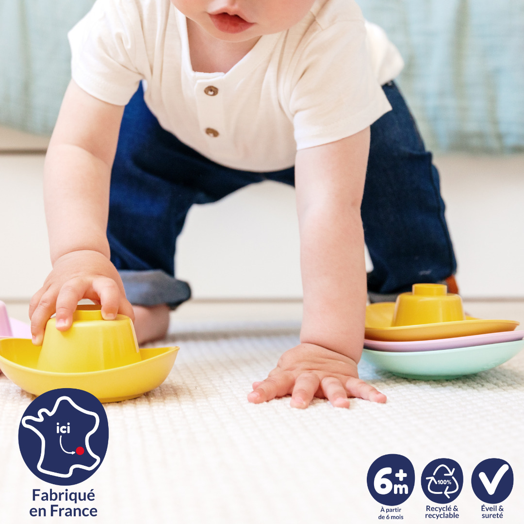 Le Jouet Simple – Coupelles à empiler en plastique recyclé made in France - Coffret Cadeau 5