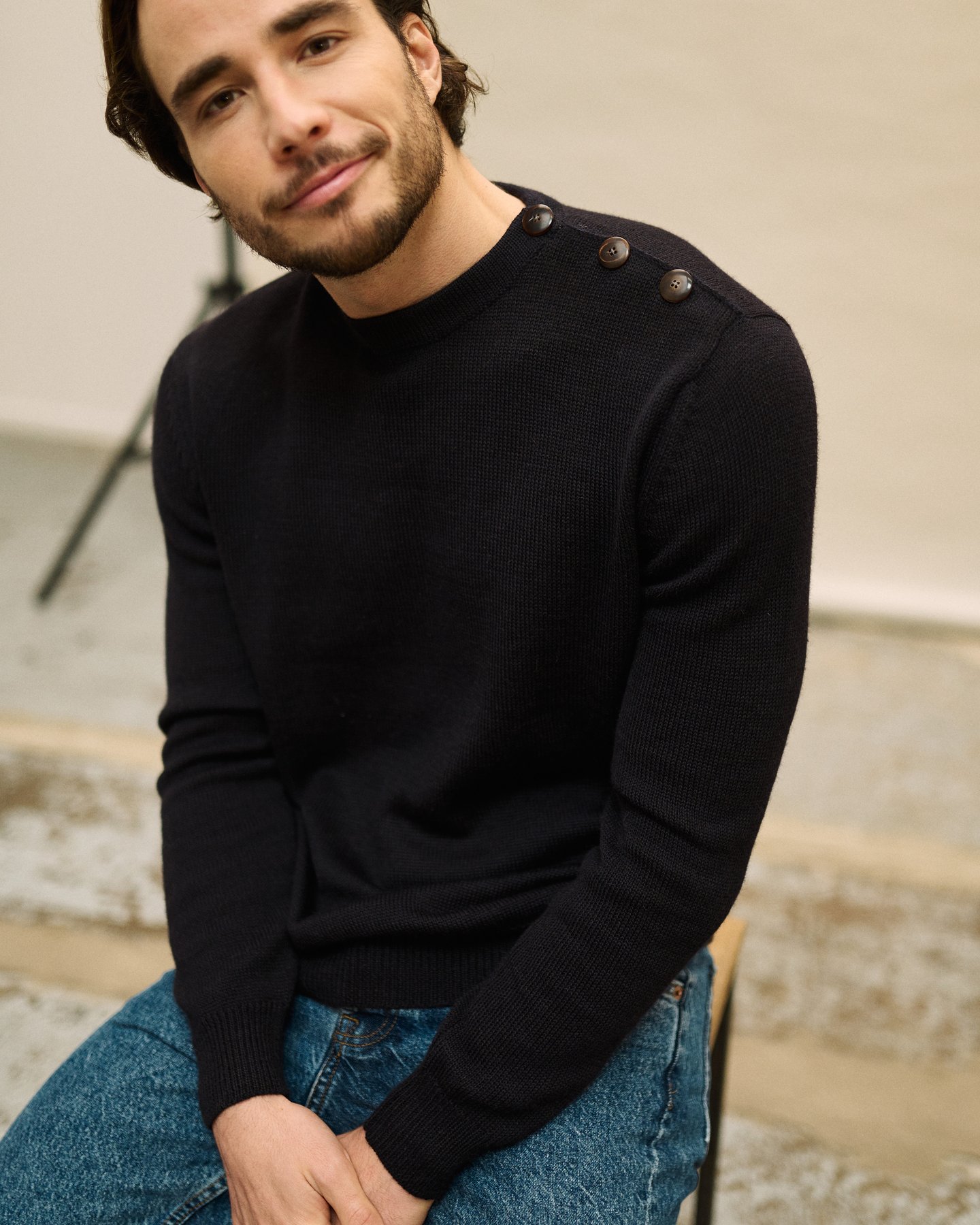 col bouton homme bleu marine perus