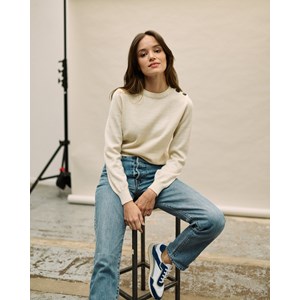 Pull col à boutons femme - Ecru