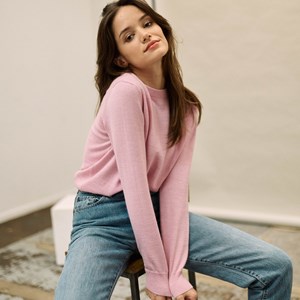 Pull col rond femme - Rose