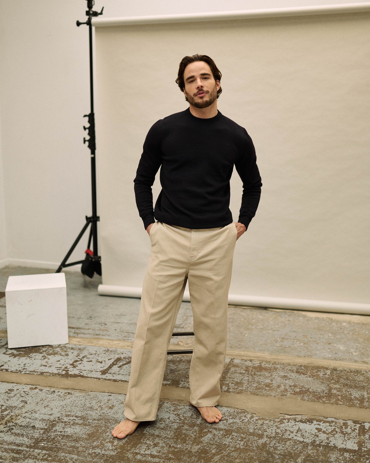 col rond homme bleu marine perus