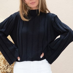 Pull Nashi en laine recyclée - Noir