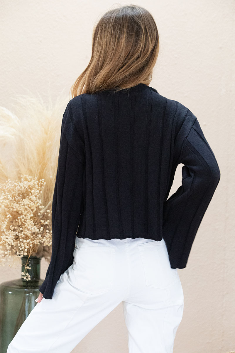 Pull Nashi en laine recyclée - Noir 5