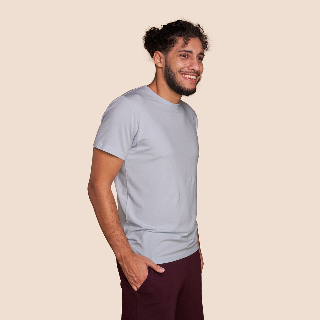 Tshirt bleu ciel confortable hommes coton micromodal