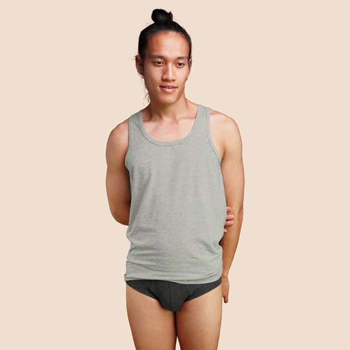 Débardeur gris chiné en coton pima & micromodal