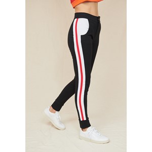 Pantalon Noir à bandes latérales en Coton bio - CHRISTI