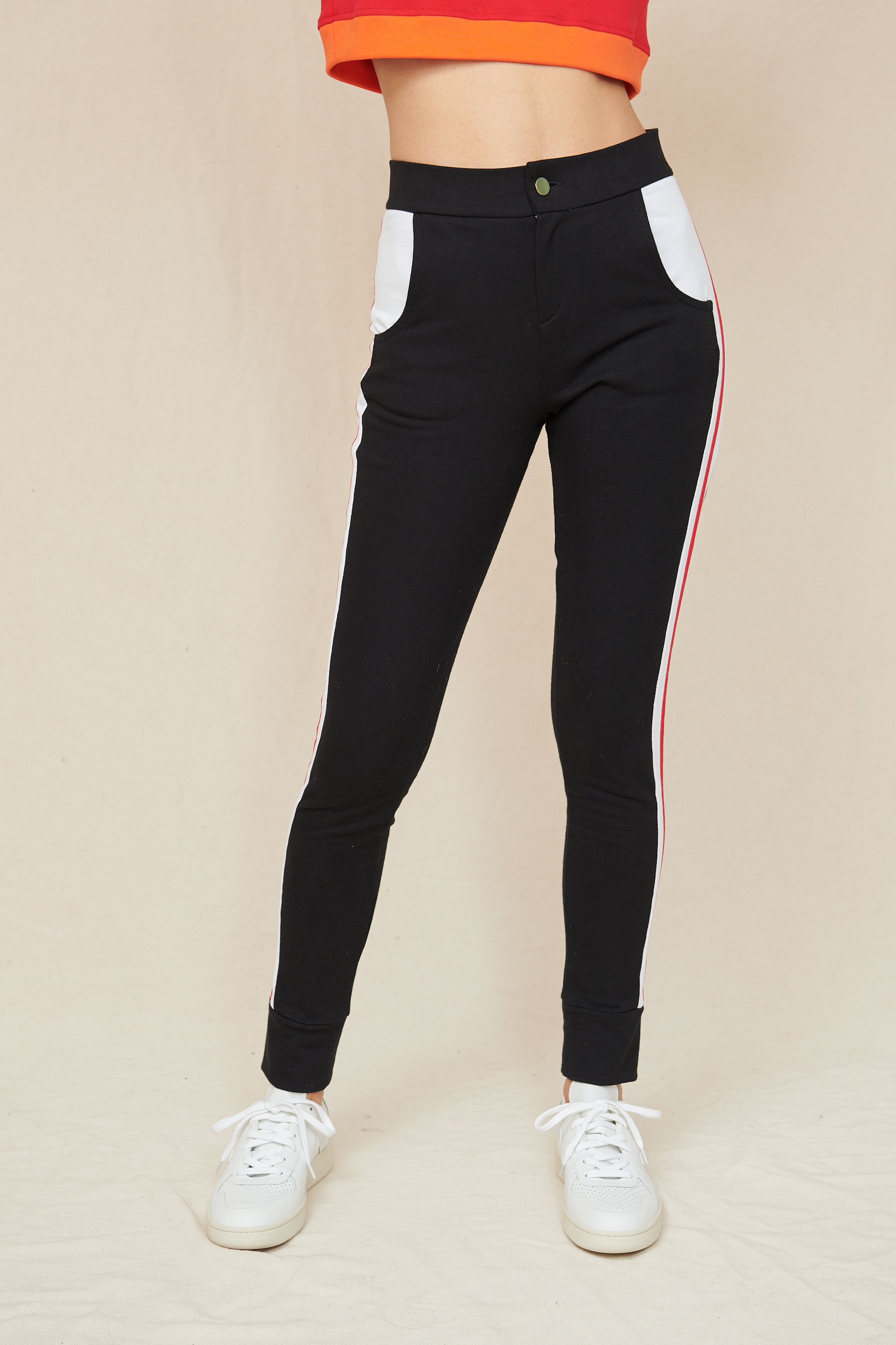 Pantalon Christi bandes contrastantes et coton bio Face