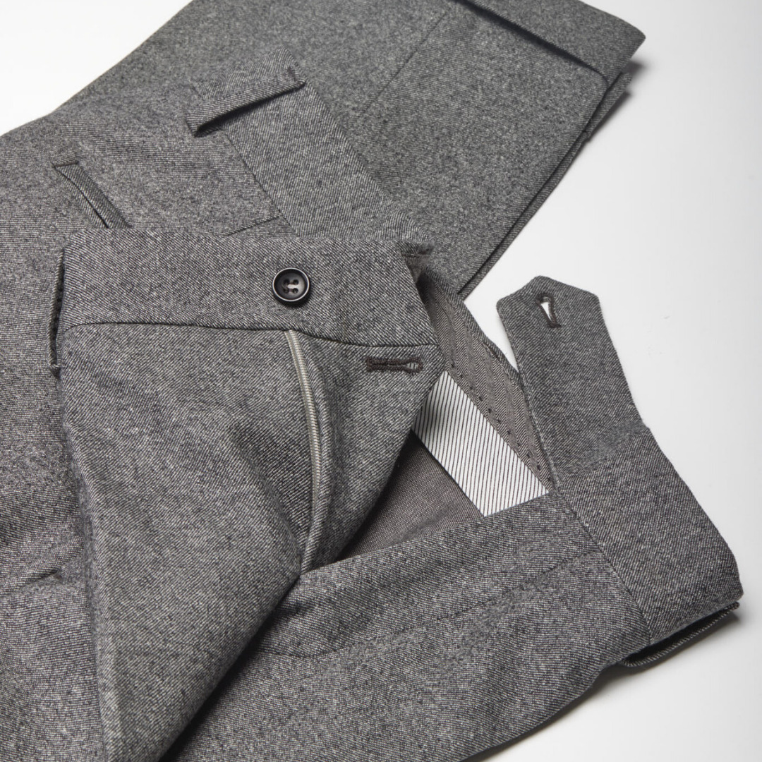 city pant Wolbe sans pince homme gris chiné en laine merinos super 130