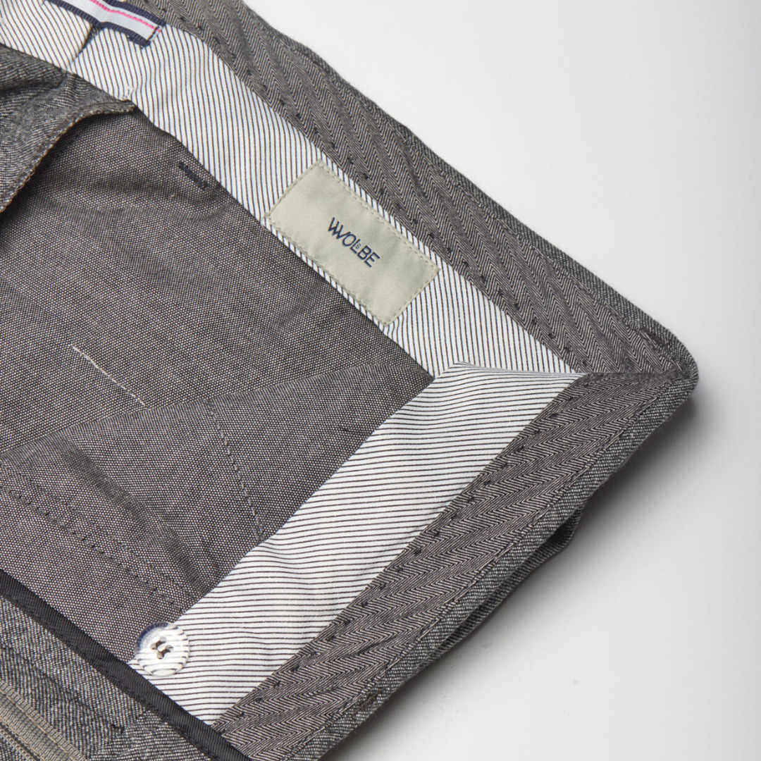 city pant Wolbe sans pince homme gris chiné en laine merinos super 130