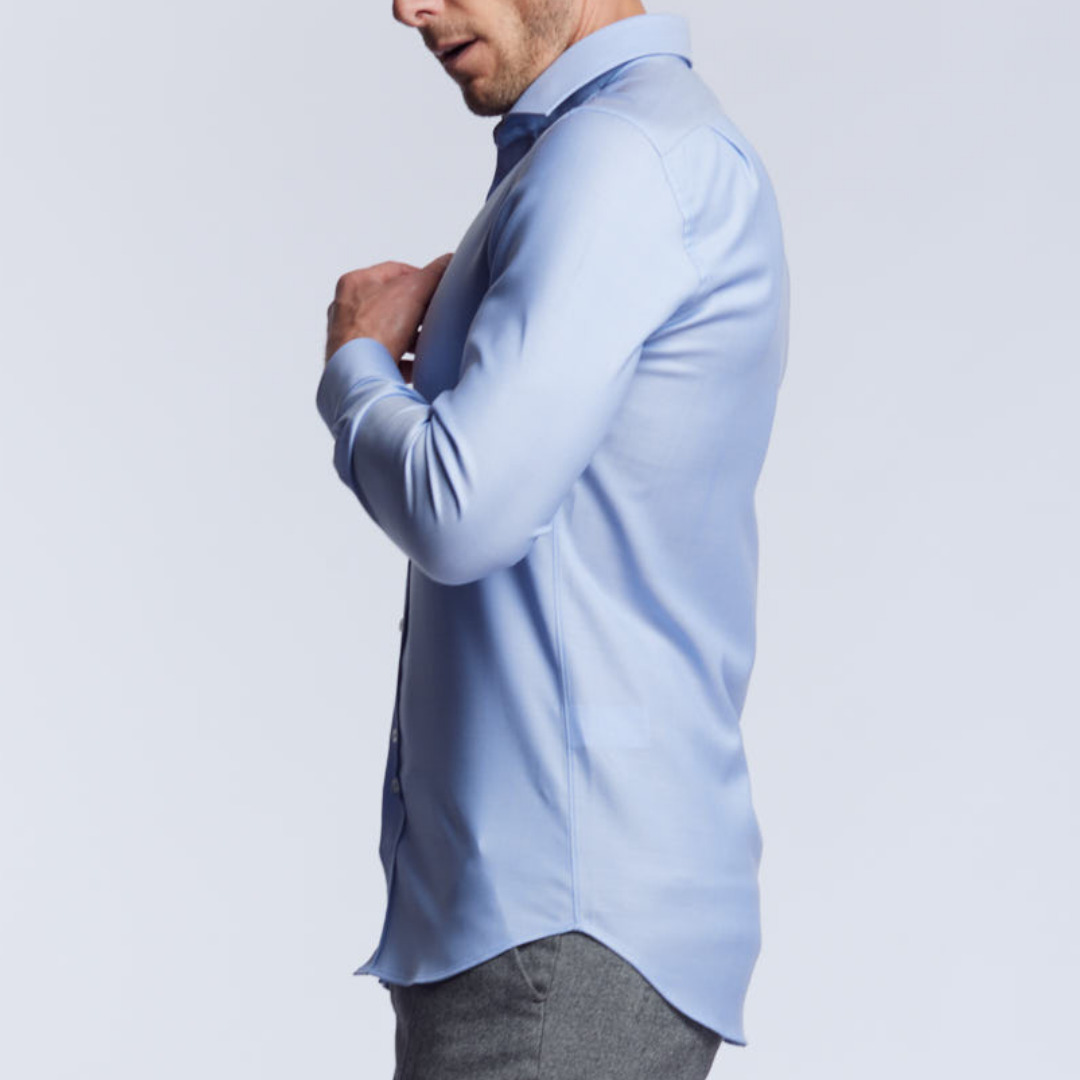 chemise Biella Wolbe oxford royal bleu ciel en laine merinos superfine