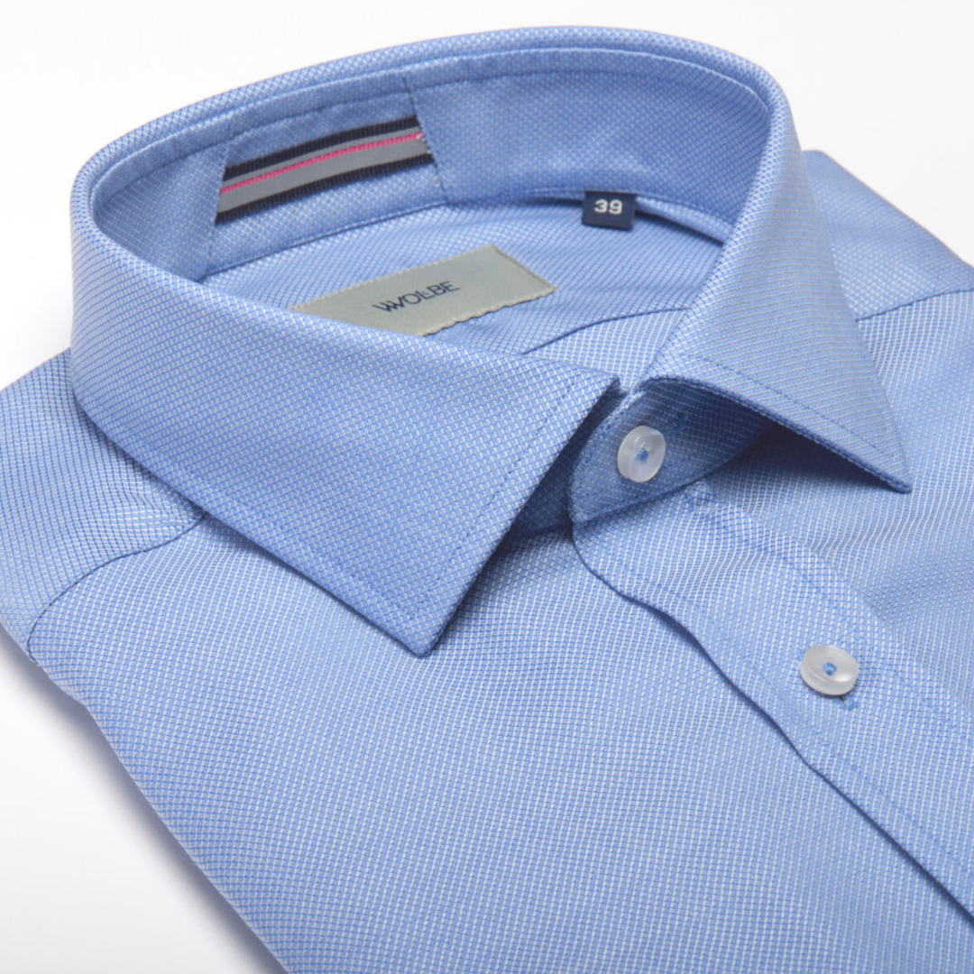chemise Biella Wolbe oxford royal bleu ciel en laine merinos superfine