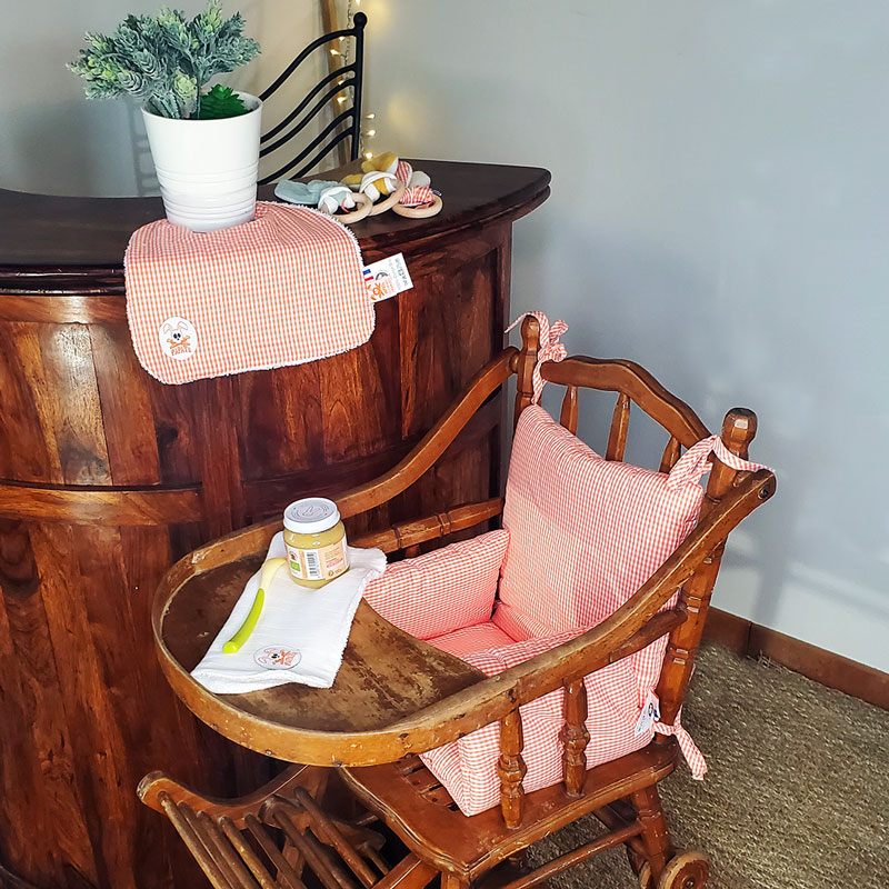 Coussin de Chaise Haute en Coton Bio Vichy 5